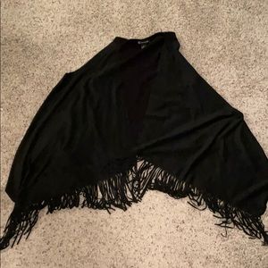 Satin Fringe Black Vest